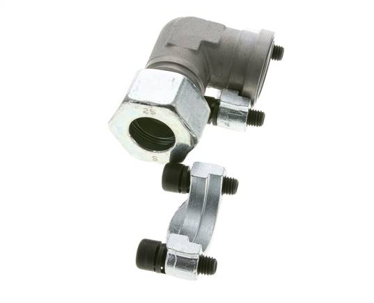 1'' Elbow SAE Flange 3000 PSI Steel with 25S (M36x2) ISO 6162-1