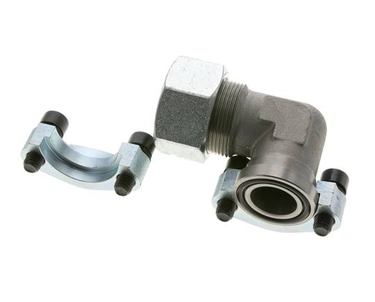 1'' Elbow SAE Flange 3000 PSI Steel with 30S (M42x2) ISO 6162-1