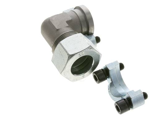 1'' Elbow SAE Flange 3000 PSI Steel with 30S (M42x2) ISO 6162-1