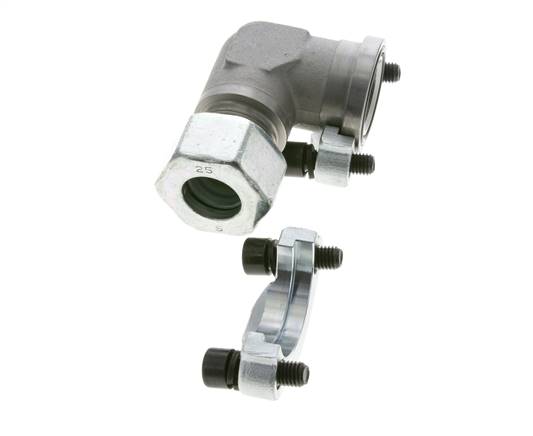 1-1/4'' Elbow SAE Flange 3000 PSI Steel with 25S (M36x2) ISO 6162-1