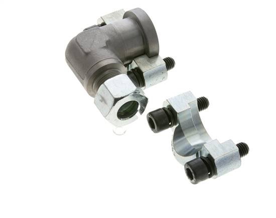 3/4'' Elbow SAE Flange 6000 PSI Steel with 16S (M24x1.5) ISO 6162-2