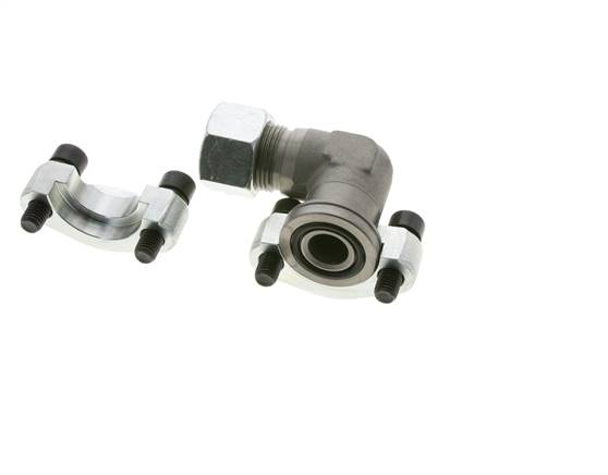 3/4'' Elbow SAE Flange 6000 PSI Steel with 20S (M30x2) ISO 6162-2