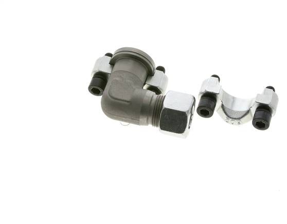3/4'' Elbow SAE Flange 6000 PSI Steel with 20S (M30x2) ISO 6162-2