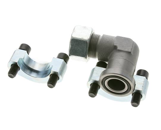 1'' Elbow SAE Flange 6000 PSI Steel with 25S (M36x2) ISO 6162-2