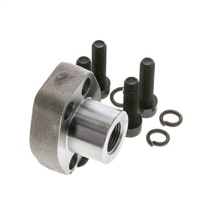 1/2'' SAE Flange 3000 PSI Plain Steel with G3/8'' Female Threads ISO 6162-1