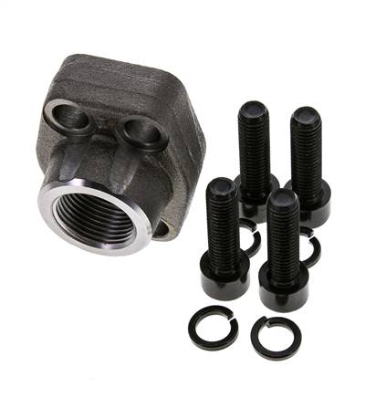 3/4'' SAE Flange 3000 PSI Plain Steel with G3/4'' Female Threads ISO 6162-1