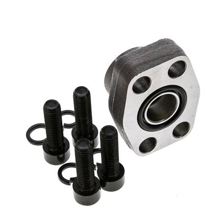 3/4'' SAE Flange 3000 PSI Plain Steel with G3/4'' Female Threads ISO 6162-1