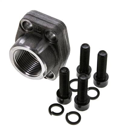 1'' SAE Flange 3000 PSI Plain Steel with G1'' Female Threads ISO 6162-1