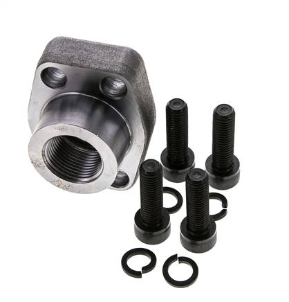 1'' SAE Flange 3000 PSI Plain Steel with G3/4'' Female Threads ISO 6162-1