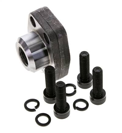 1'' SAE Flange 3000 PSI Plain Steel with G1/2'' Female Threads ISO 6162-1