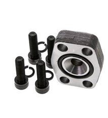 1'' SAE Flange 3000 PSI Plain Steel with G1/2'' Female Threads ISO 6162-1
