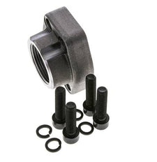 1-1/4'' SAE Flange 3000 PSI Plain Steel with G1-1/4'' Female Threads ISO 6162-1