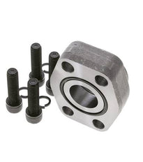 1-1/2'' SAE Flange 3000 PSI Plain Steel with G1-1/4'' Female Threads ISO 6162-1
