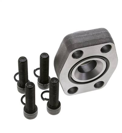 1-1/2'' SAE Flange 3000 PSI Plain Steel with G1'' Female Threads ISO 6162-1