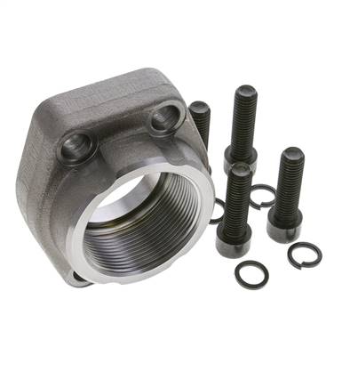 2'' SAE Flange 3000 PSI Plain Steel with G2'' Female Threads ISO 6162-1