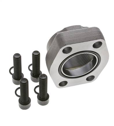 2'' SAE Flange 3000 PSI Plain Steel with G2'' Female Threads ISO 6162-1