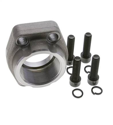 2'' SAE Flange 3000 PSI Plain Steel with G2'' Female Threads ISO 6162-1