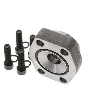 2'' SAE Flange 3000 PSI Plain Steel with G1'' Female Threads ISO 6162-1