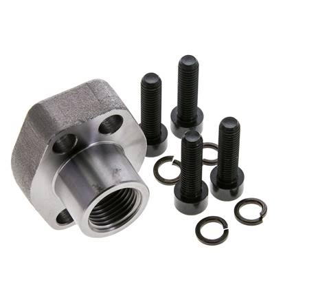 1/2'' SAE Flange 6000 PSI Plain Steel with G1/2'' Female Threads ISO 6162-2