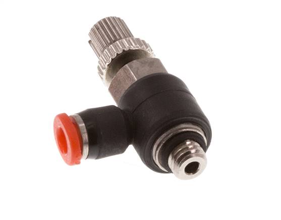 Flow Control Silencer Meter-In Elbow 3 mm - M5 Brass/PBT
