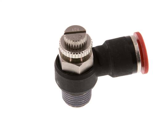 Flow Control Silencer Meter-In Elbow 10 mm - R1/4'' Brass/PA 66