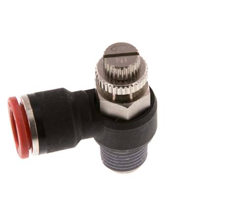 Flow Control Silencer Meter-In Elbow 10 mm - R1/4'' Brass/PA 66