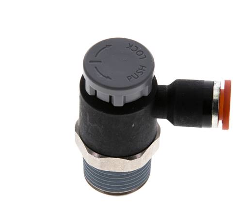 Flow Control Valve Meter-In Elbow 6 mm - R3/8'' Brass/PA 66 Locknut
