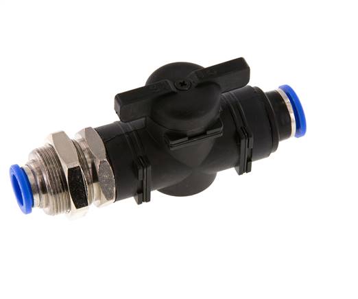 2-Way Straight Ball Valve 10 mm Plastic/Brass Bulkhead