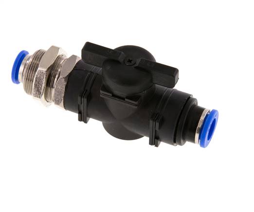 2-Way Straight Ball Valve 10 mm Plastic/Brass Bulkhead