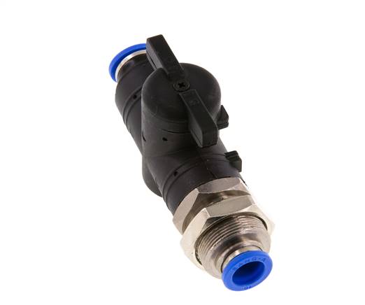 2-Way Straight Ball Valve 10 mm Plastic/Brass Bulkhead