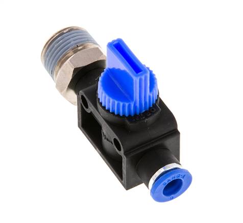 3/2-Way Shut-Off Hand Valve 6 mm - R3/8'' Plastic/Brass Tube-side venting