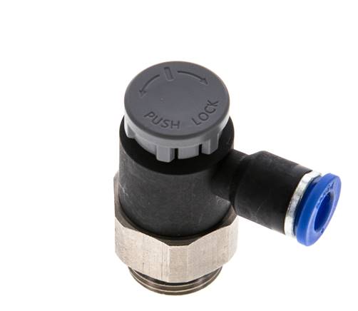 Flow Control Valve Meter-Out Elbow 6 mm - G3/8'' Brass/PA 66 Locknut