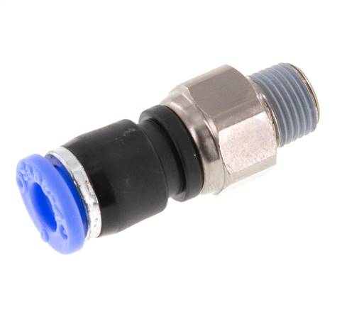 6mm & R1/8'' Swivel Joint Push-In-Male Threads Nickel-Plated Brass/PBT NBR Rotatable