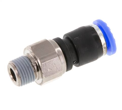 6mm & R1/8'' Swivel Joint Push-In-Male Threads Nickel-Plated Brass/PBT NBR Rotatable