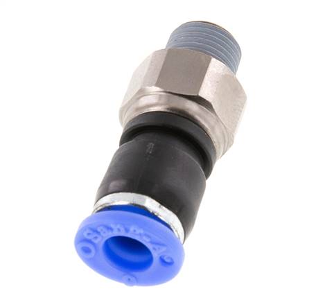 6mm & R1/8'' Swivel Joint Push-In-Male Threads Nickel-Plated Brass/PBT NBR Rotatable