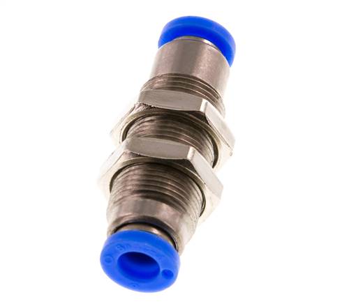 Push-In Fitting 6mm Auto Shut-Off Brass/PBT Bulkhead 0-10bar (0-145psi)
