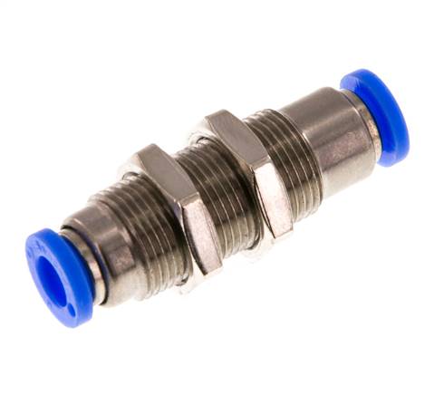 Push-In Fitting 6mm Auto Shut-Off Brass/PBT Bulkhead 0-10bar (0-145psi)