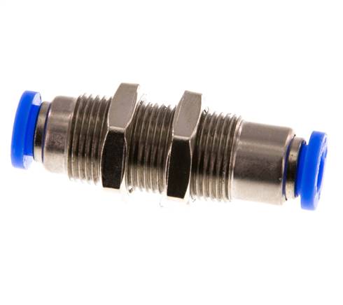 Push-In Fitting 6mm Auto Shut-Off Brass/PBT Bulkhead 0-10bar (0-145psi)