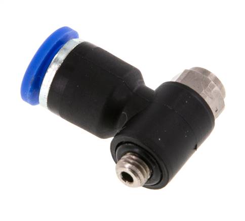 Flow Control Silencer Meter-Out Elbow 6 mm - M5 Brass/PA 66 Slotted Screw