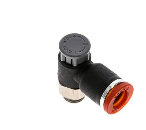 Flow Control Valve Meter-In Elbow 8 mm - G1/8'' Brass/PA 66 Locknut