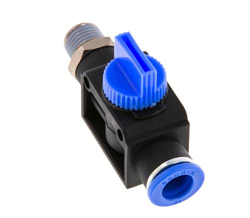 3/2-Way Shut-Off Hand Valve 10 mm - R1/4'' Plastic/Brass Tube-side venting