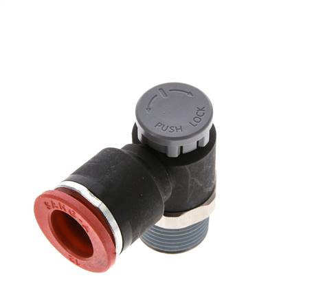 Flow Control Valve Meter-In Elbow 12 mm - R3/8'' Brass/PA 66 Locknut