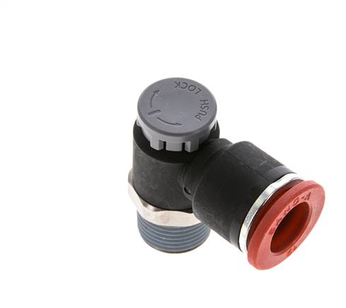 Flow Control Valve Meter-In Elbow 12 mm - R3/8'' Brass/PA 66 Locknut