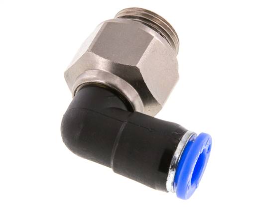 8mm & G3/8'' Elbow Swivel Joint Push-In-Male Threads Nickel-Plated Brass/PBT NBR Rotatable