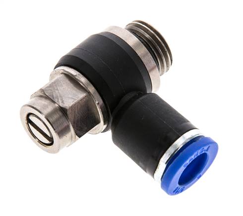 Flow Control Silencer Meter-Out Elbow 8 mm - G1/4'' Brass/PA 66 Slotted Screw