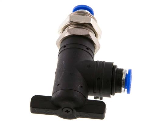 2-Way Elbow Ball Valve 6 mm Plastic/Brass Bulkhead