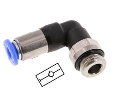 Push-In Fitting 6mm & M5 Male Auto Shut-Off Elbow Brass/PBT 0-10bar (0-145psi)