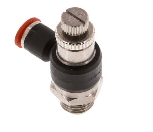 Flow Control Silencer Meter-In Elbow 6 mm - G1/4'' Brass/PA 66