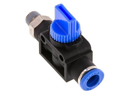3/2-Way Shut-Off Hand Valve 8 mm - R1/8'' Plastic/Brass Thread-side venting