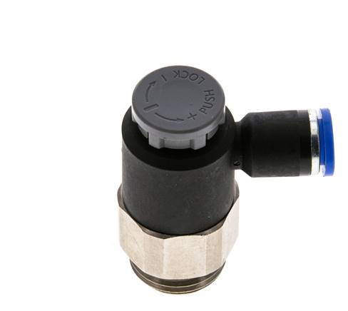 Flow Control Valve Meter-Out Elbow 8 mm - G1/2'' Brass/PA 66 Locknut